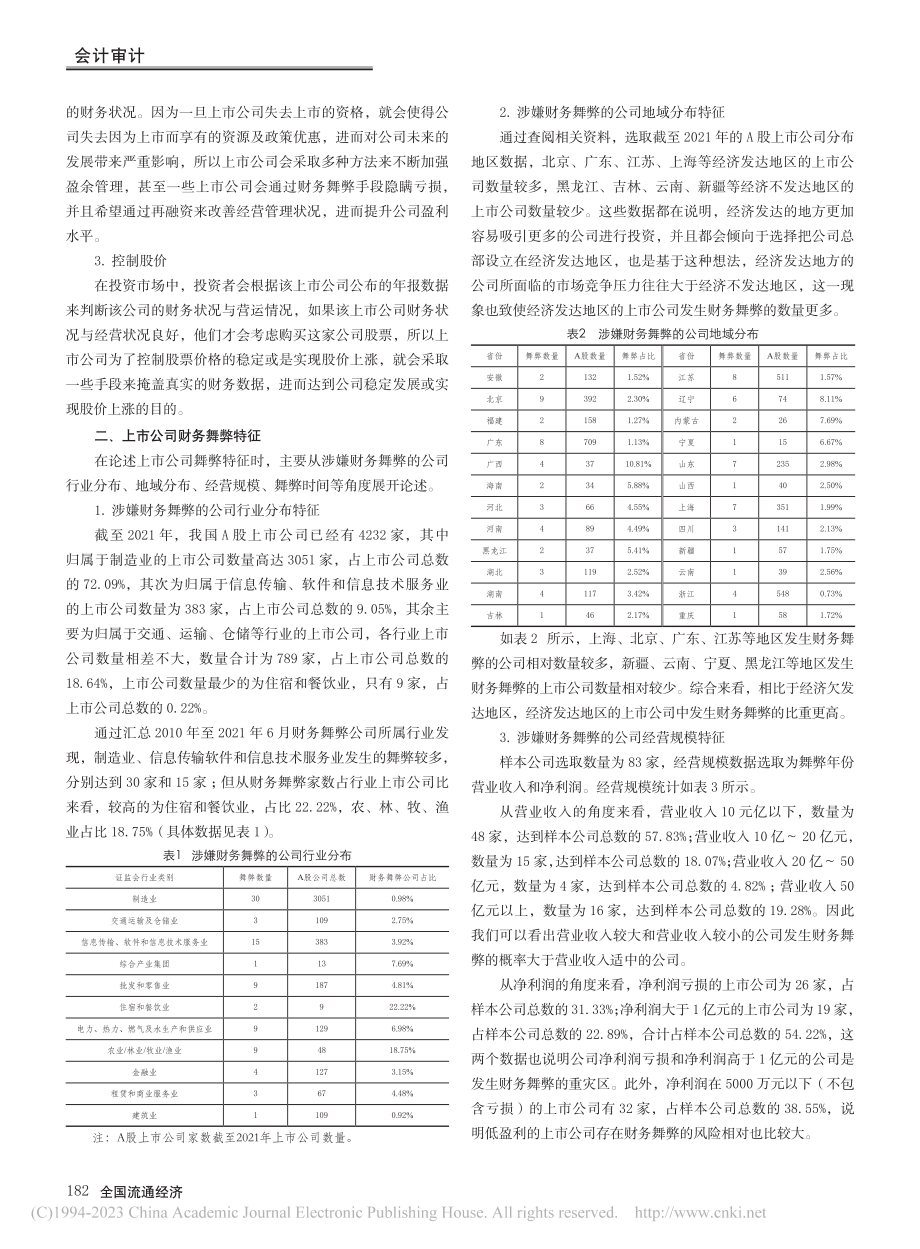 上市公司财务舞弊特征分析_李昕芳.pdf_第2页