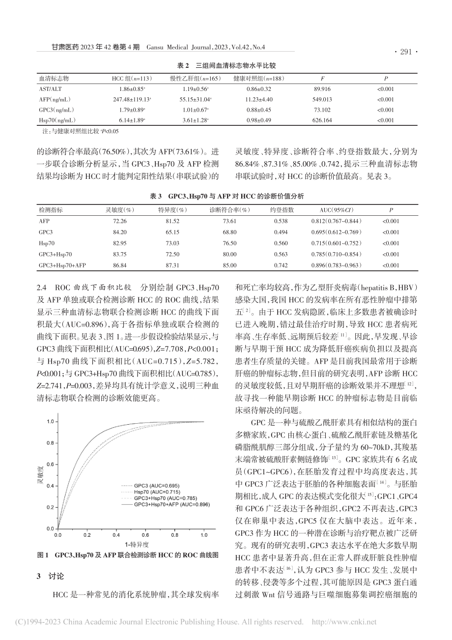 三种血清标志物联合检测对肝细胞肝癌的诊断价值研究_杨丽萍.pdf_第3页