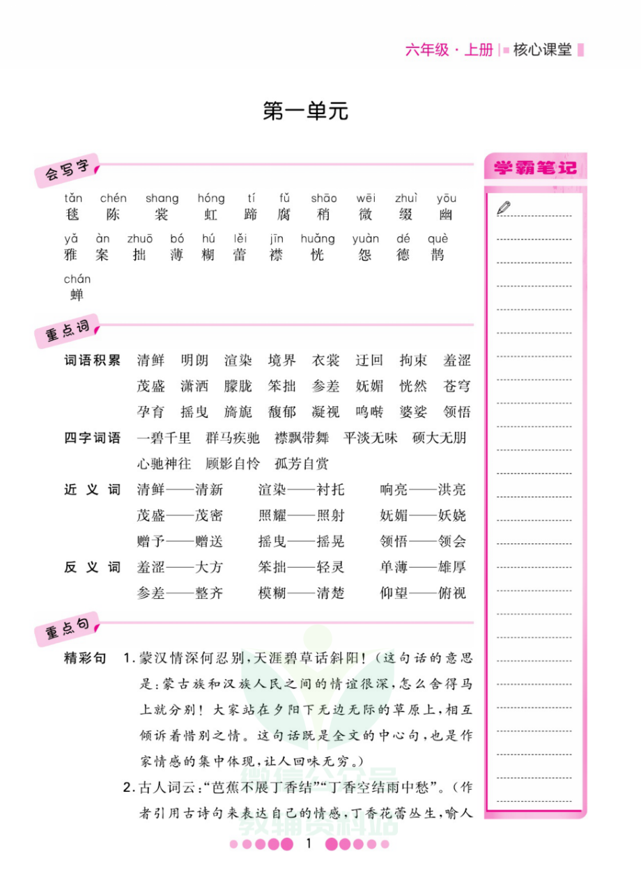 六年级上册语文部编版考点过关.pdf_第1页