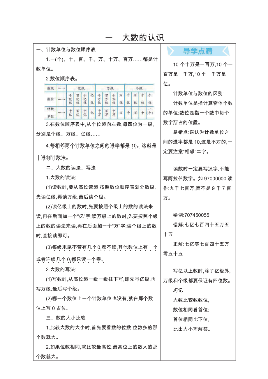 四年级上册数学北京课改版知识要点(1).pdf_第1页