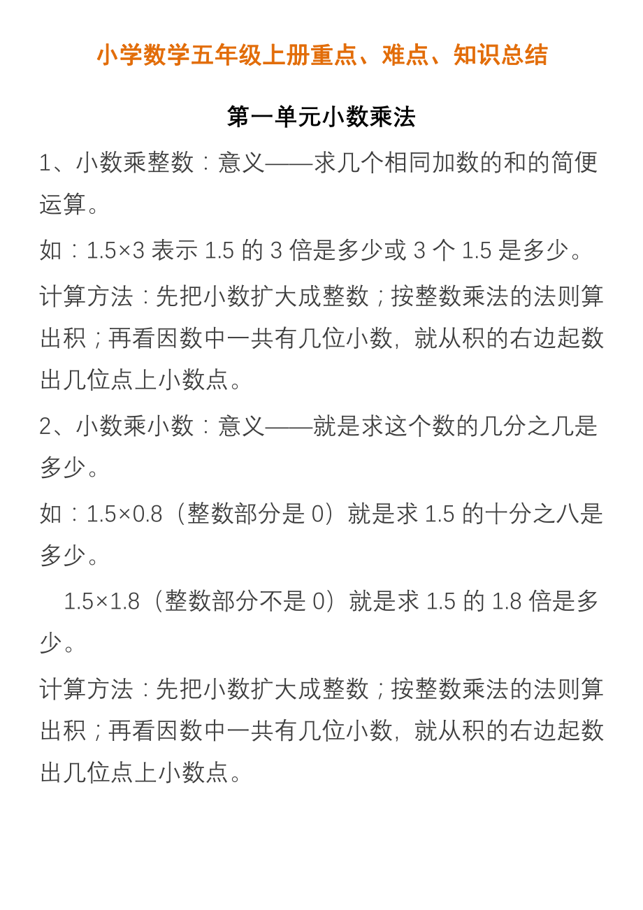 小学数学五年级上册重点、难点、知识总结.pdf_第1页