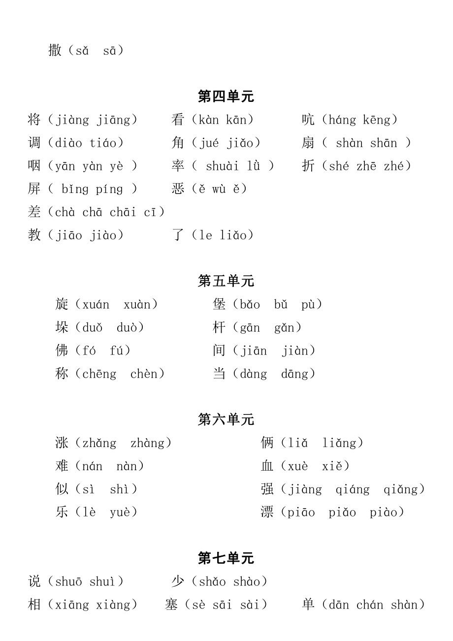 人教四年级语文上册多音字汇总.pdf_第2页