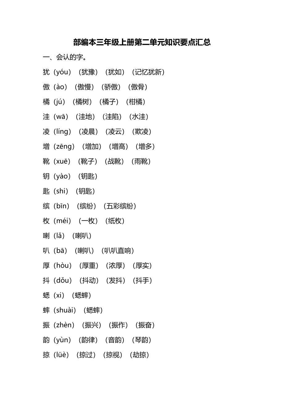 部编版语文三年级上册第二单元知识要点归纳.pdf_第1页