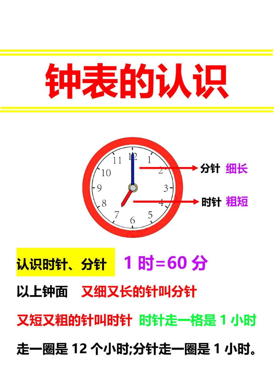 小学数学一年级上册-钟表图及知识(2)(1).pdf_第1页