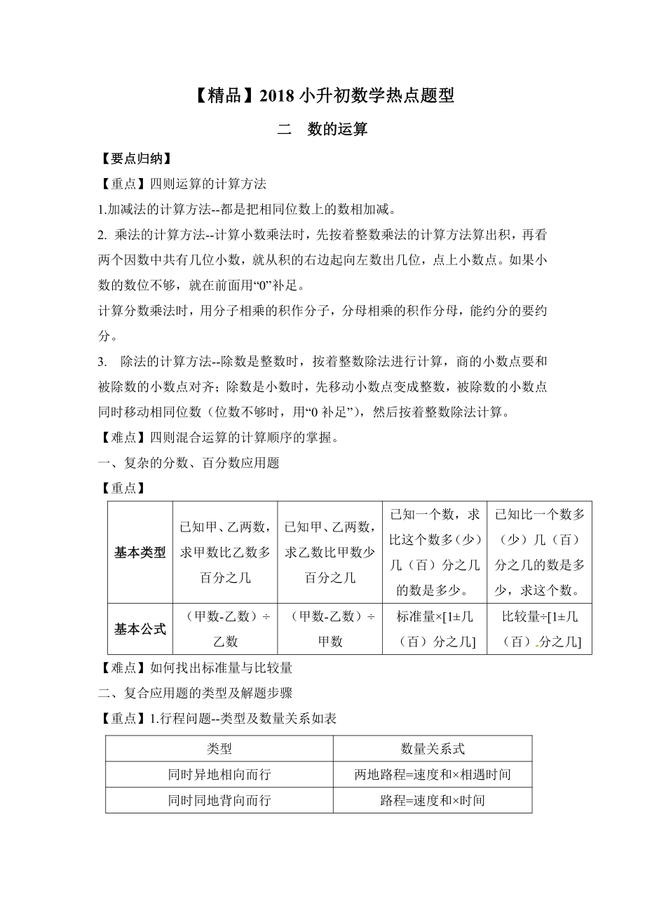 【精品】2018小升初数学热点题型 二 数的运算.pdf_第1页