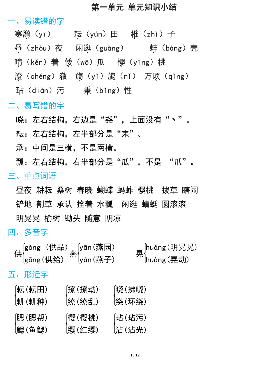 部编版语文五年级下册期中复习知识要点.pdf_第1页