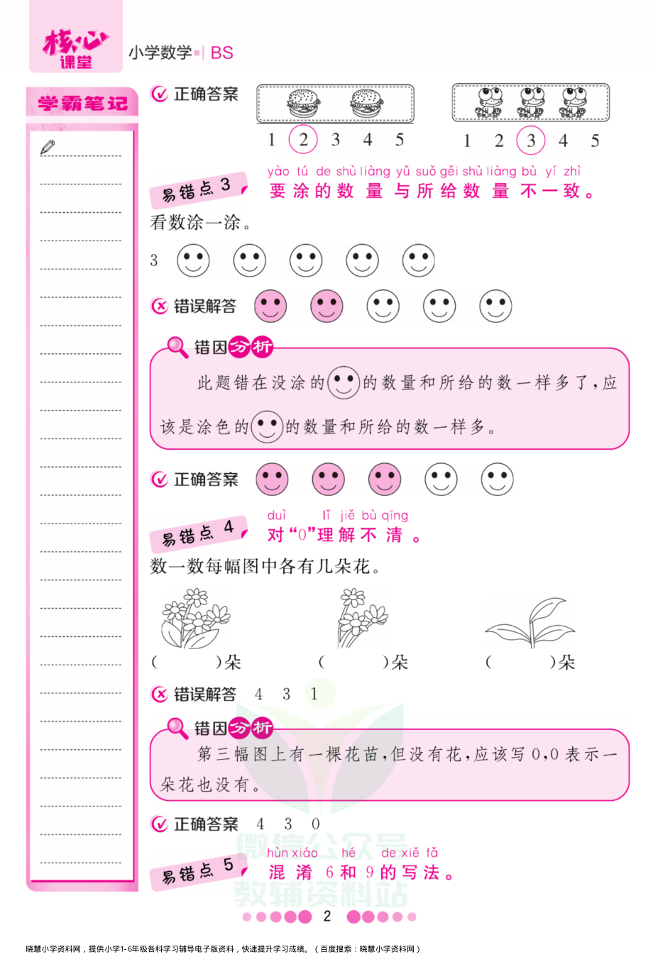 一年级上册数学北师版易错清单.pdf_第3页