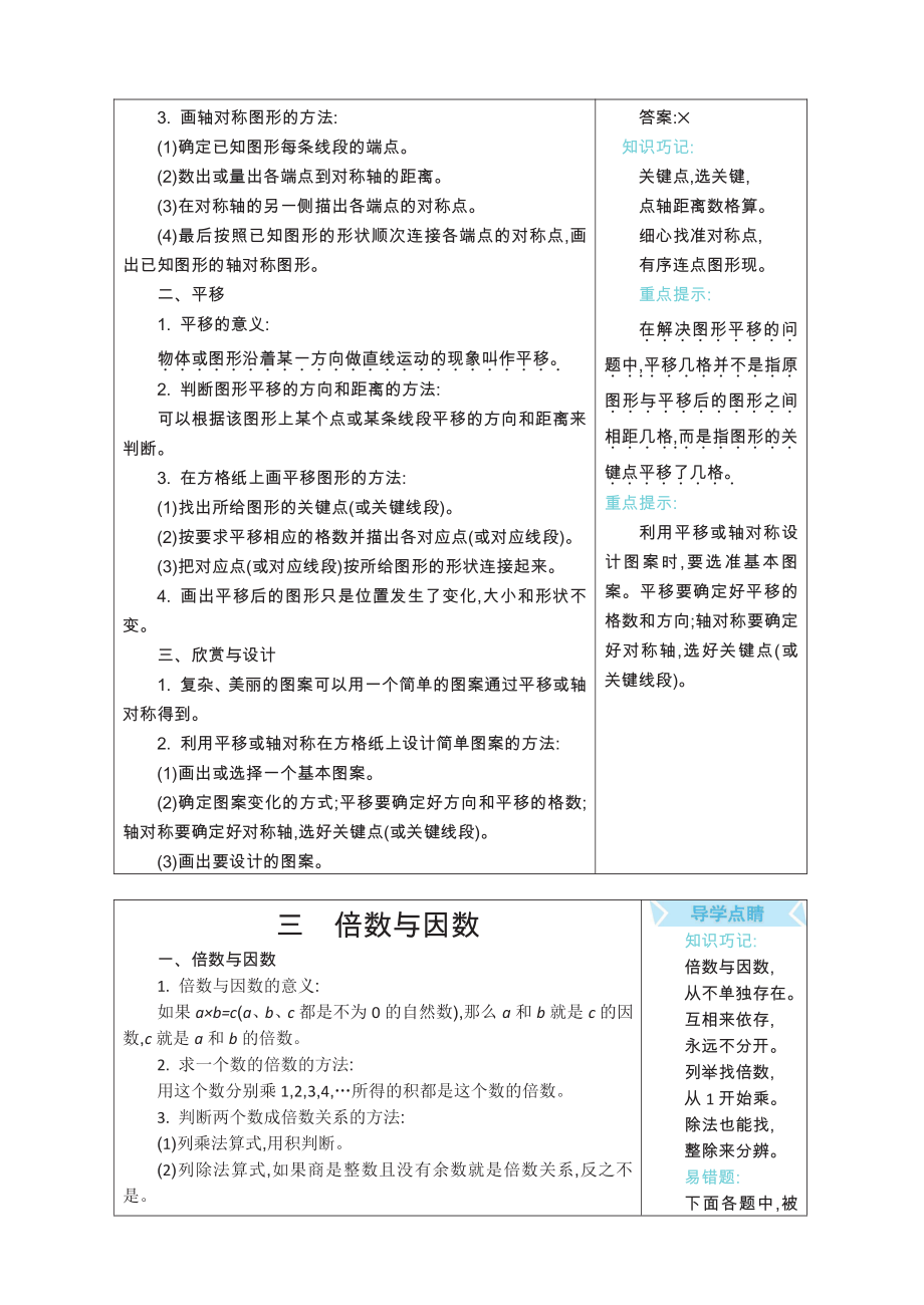 五年级上册数学北师版知识要点.pdf_第3页