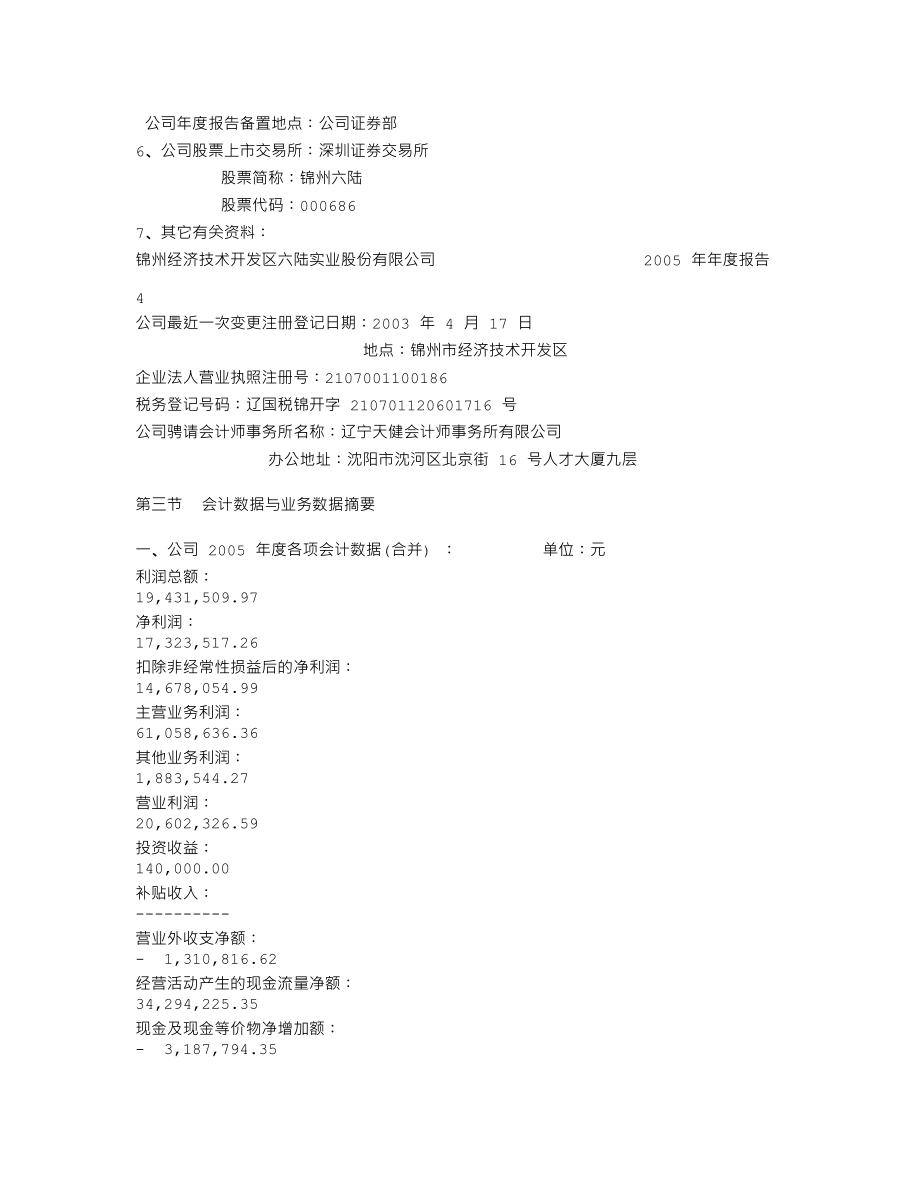 000686_2005_东北证券_锦州六陆2005年年度报告_2006-02-13.txt_第3页