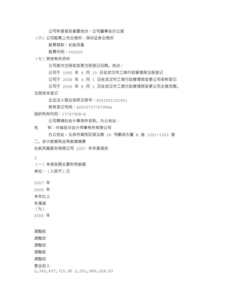 000520_2007_长航凤凰_2007年年度报告_2008-03-20.txt_第3页