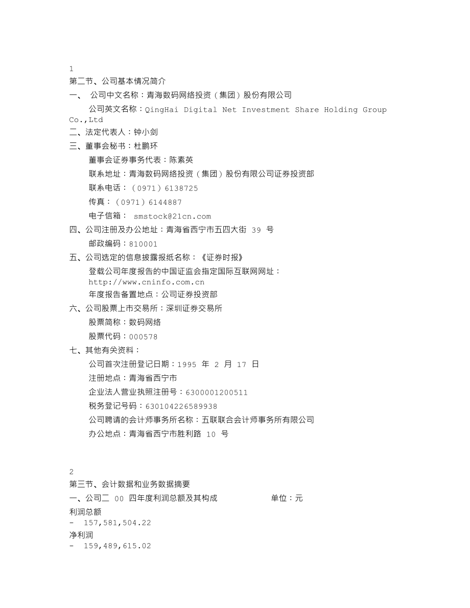 000578_2004_盐湖集团_数码网络2004年年度报告_2005-04-27.txt_第2页