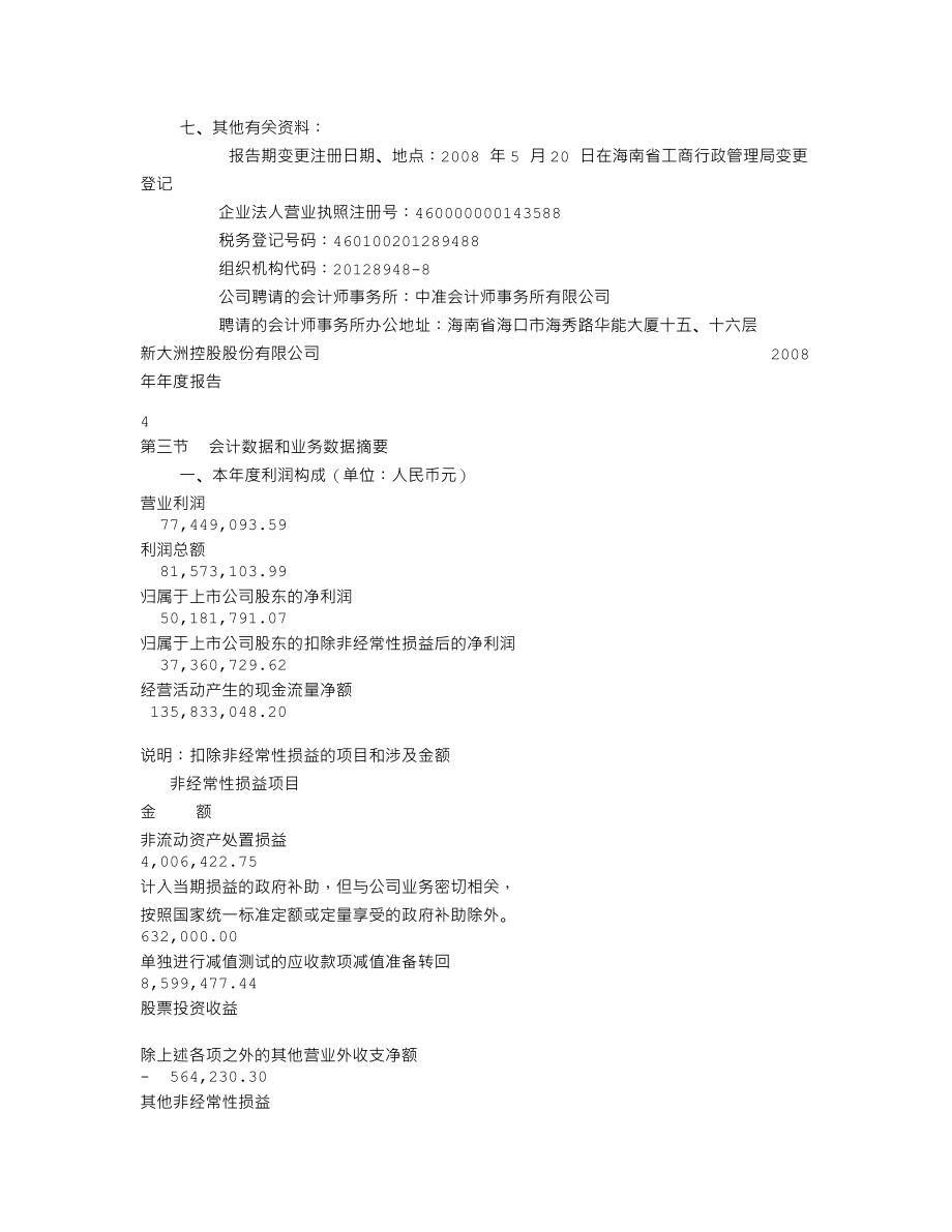 000571_2008_新大洲A_2008年年度报告_2009-03-18.txt_第3页