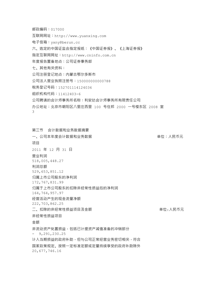 000683_2011_远兴能源_2011年年度报告（更新后）_2012-05-14.txt_第3页