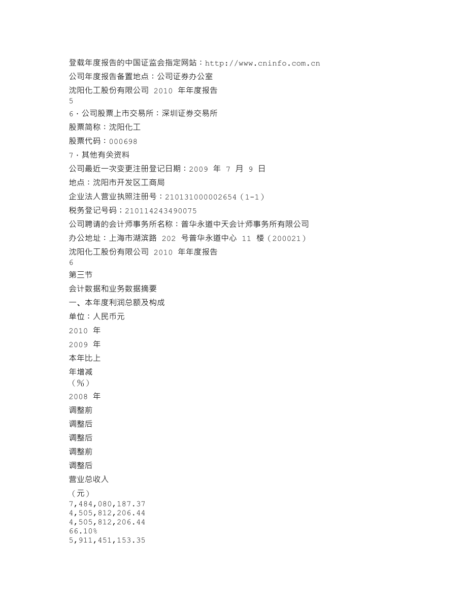 000698_2010_沈阳化工_2010年年度报告_2011-04-08.txt_第3页