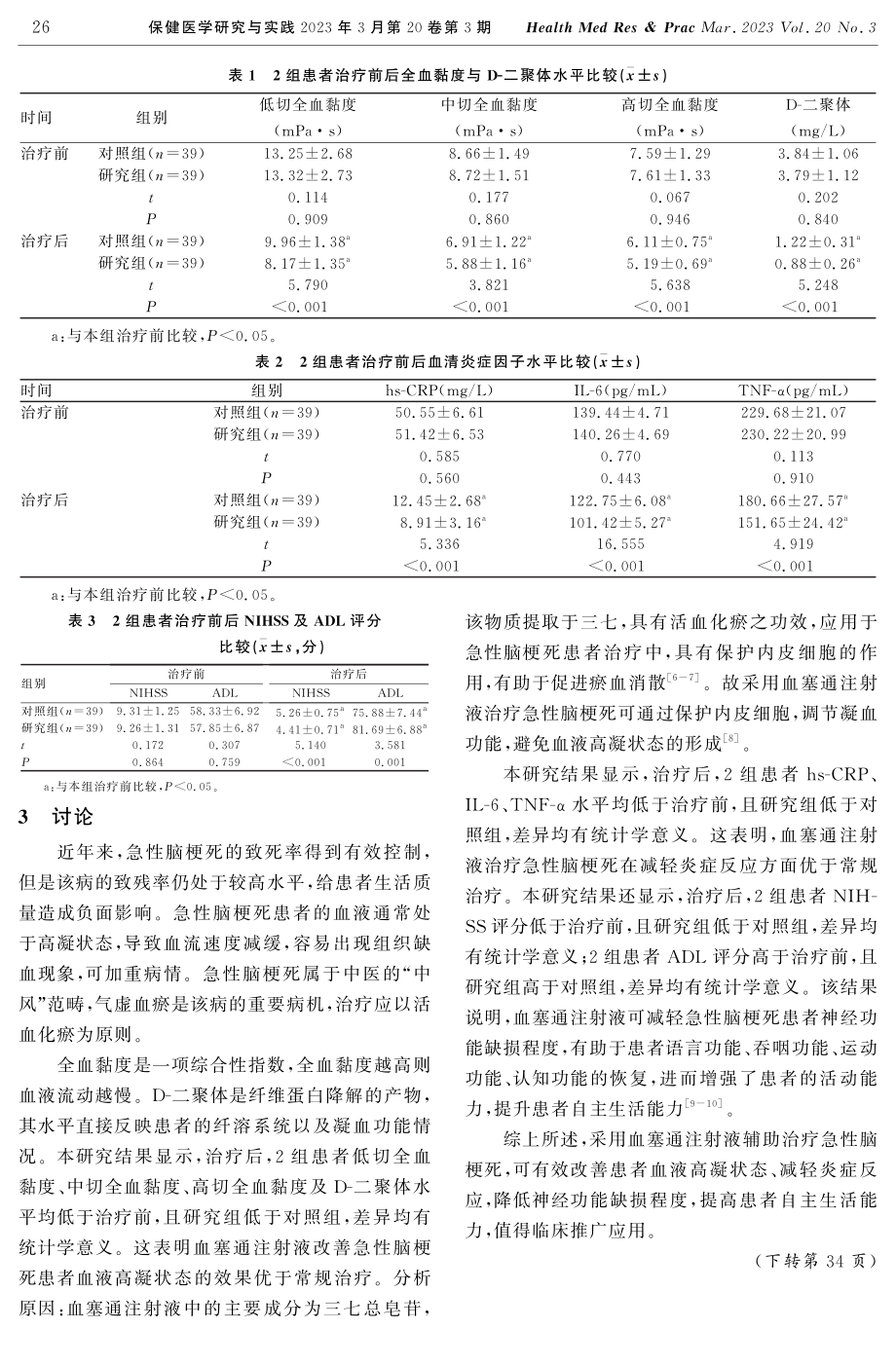 血塞通注射液辅助治疗急性脑梗死的效果观察.pdf_第3页