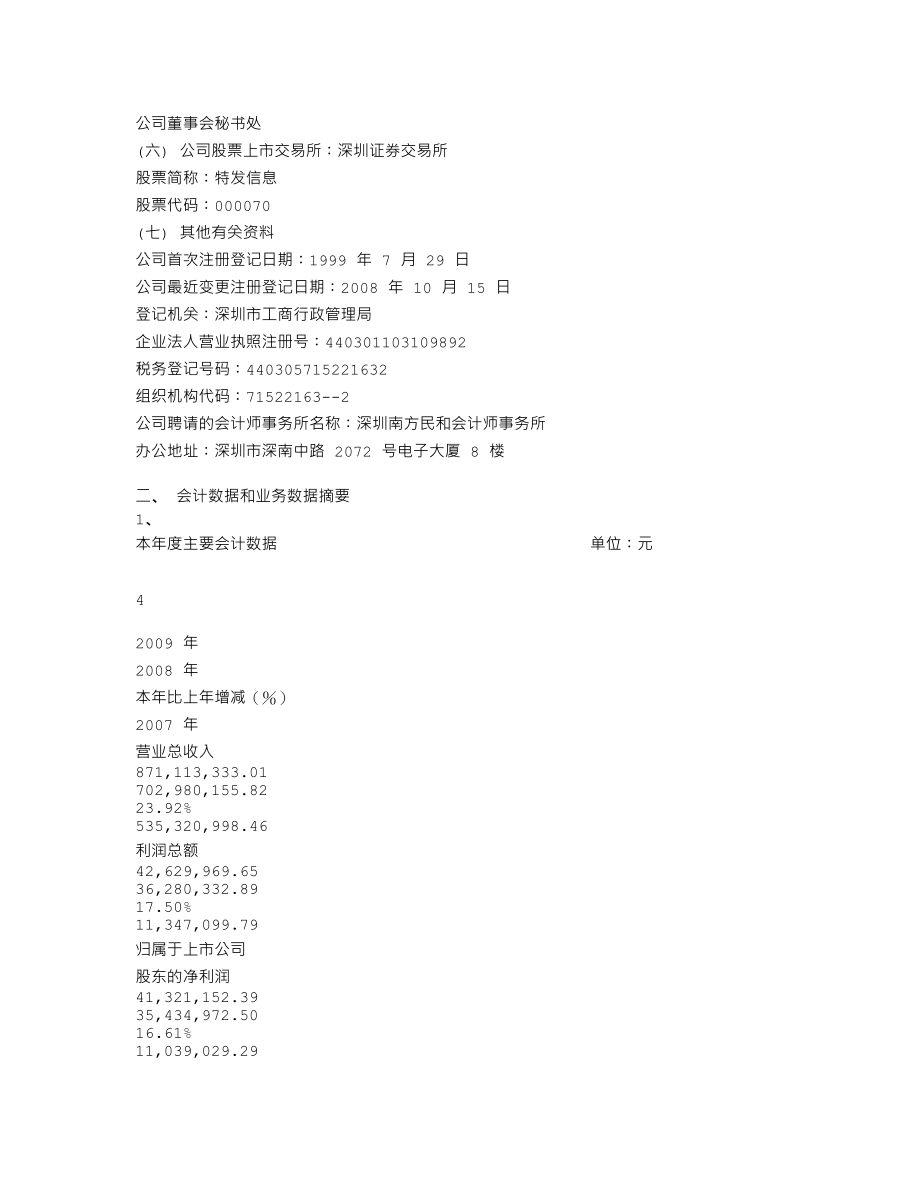 000070_2009_特发信息_2009年年度报告_2010-04-13.txt_第3页