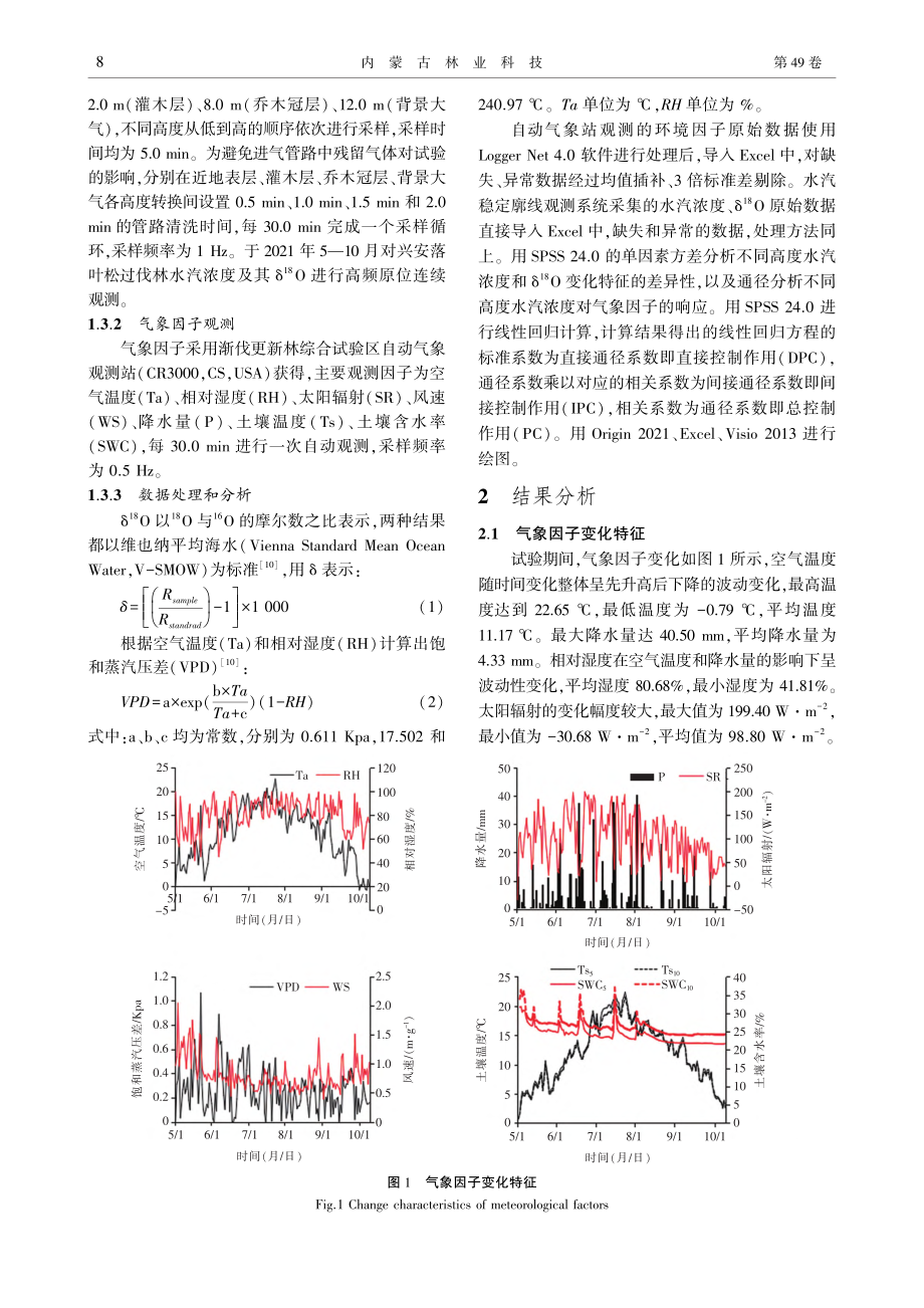 兴安落叶松过伐林水汽浓度与...化特征及其对气象因子的响应_张泽.pdf_第3页