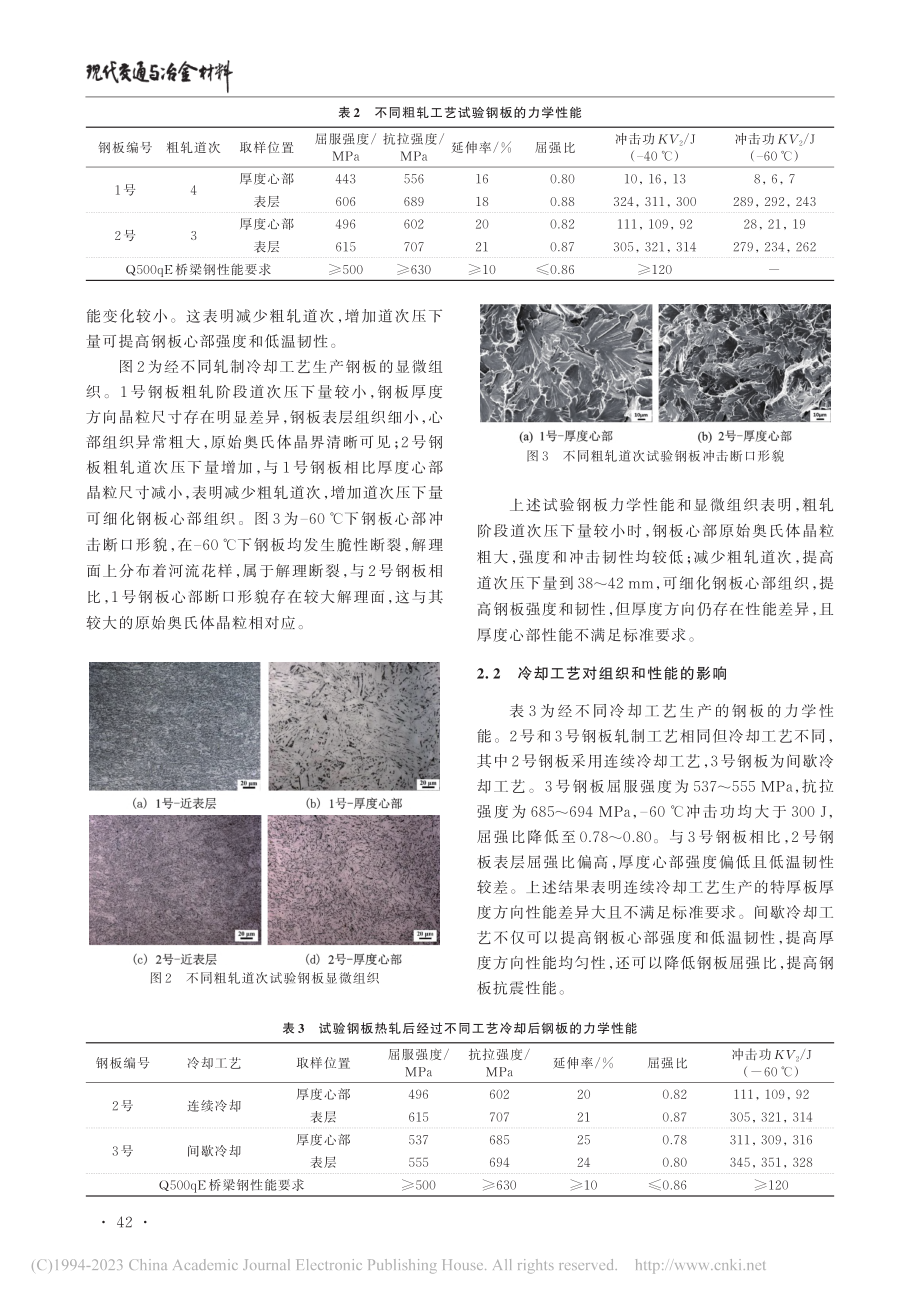 轧制及冷却工艺对特厚Q50...E桥梁钢板组织和性能的影响_胡显军.pdf_第3页