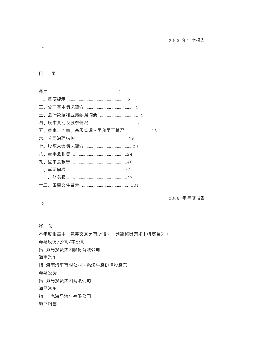 000572_2008_海马股份_2008年年度报告_2009-04-09.txt_第1页