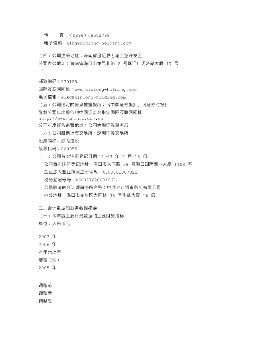 000955_2007_欣龙控股_2007年年度报告_2008-04-15.txt_第3页