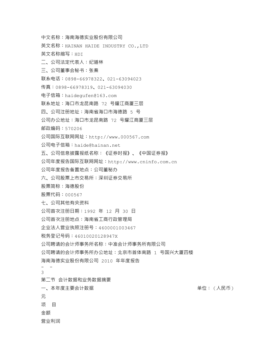 000567_2010_海德股份_2010年年度报告_2011-04-15.txt_第3页