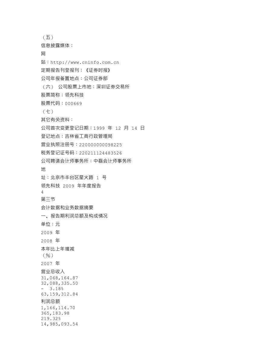 000669_2009_领先科技_2009年年度报告_2010-04-16.txt_第3页