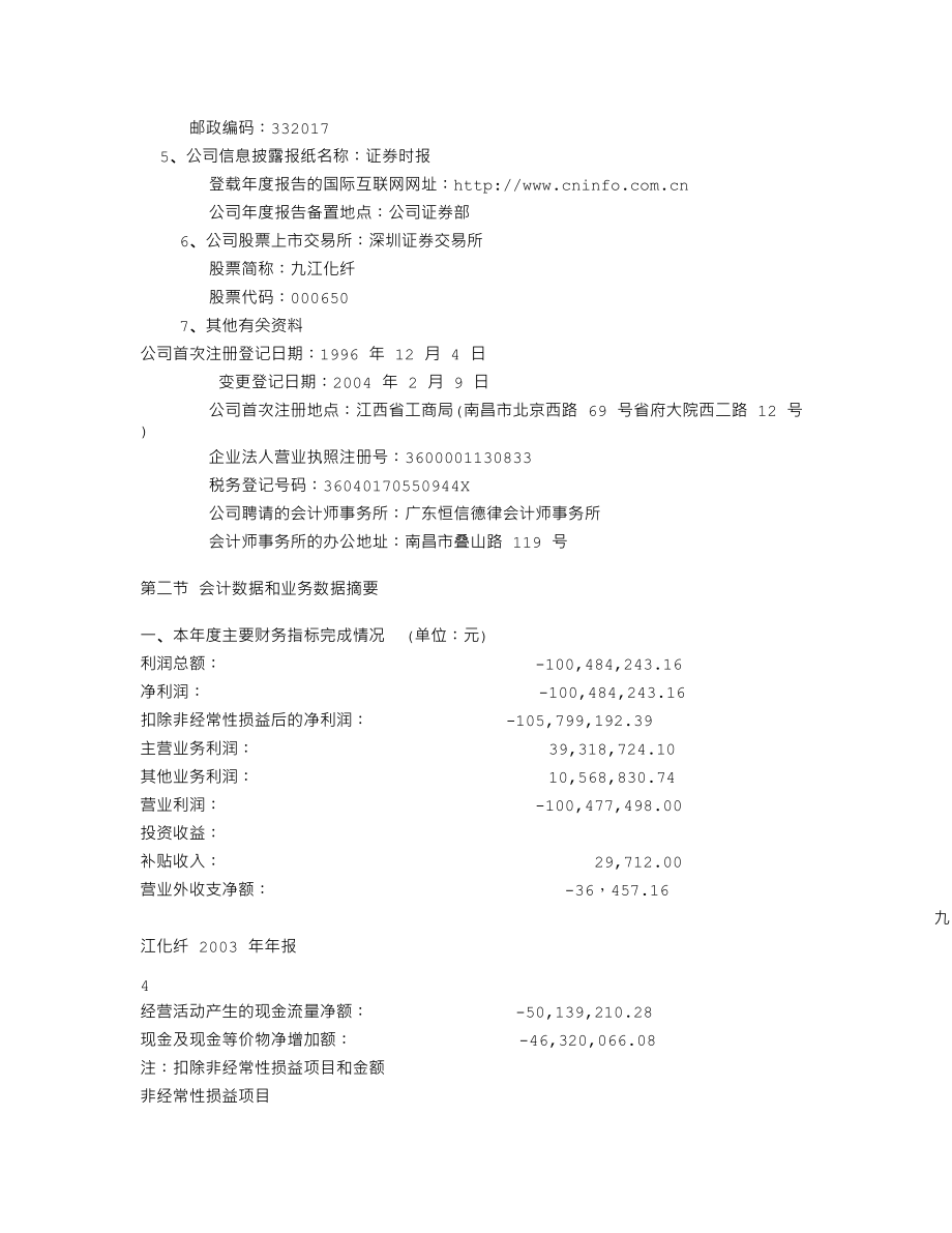 000650_2003_仁和药业_九江化纤2003年年度报告_2004-04-15.txt_第3页