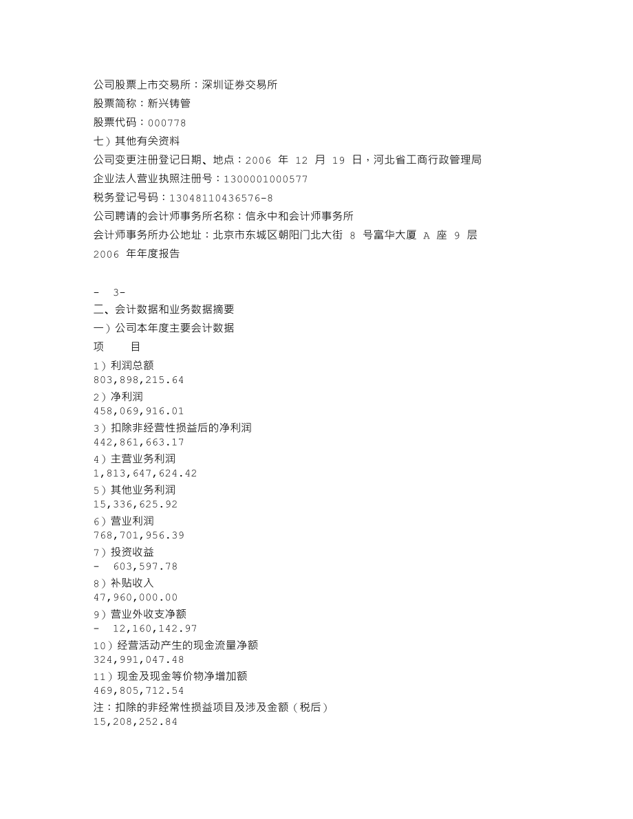 000778_2006_新兴铸管_2006年年度报告_2007-03-05.txt_第3页