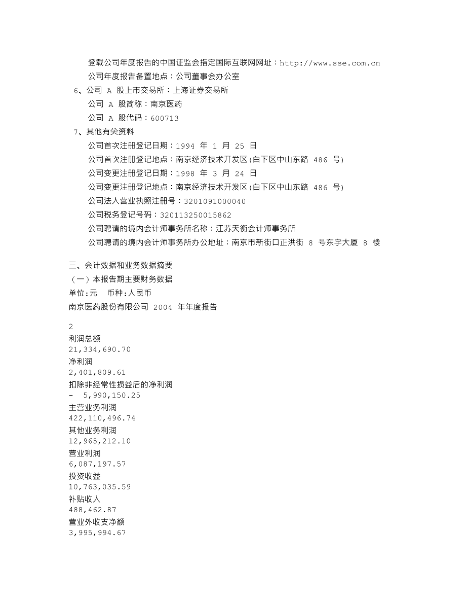 600713_2004_南京医药_南京医药2004年年度报告_2005-04-07.txt_第3页