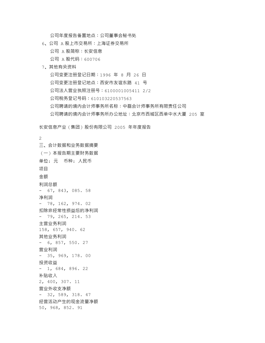 600706_2005_曲江文旅_长安信息2005年年度报告_2006-04-28.txt_第3页