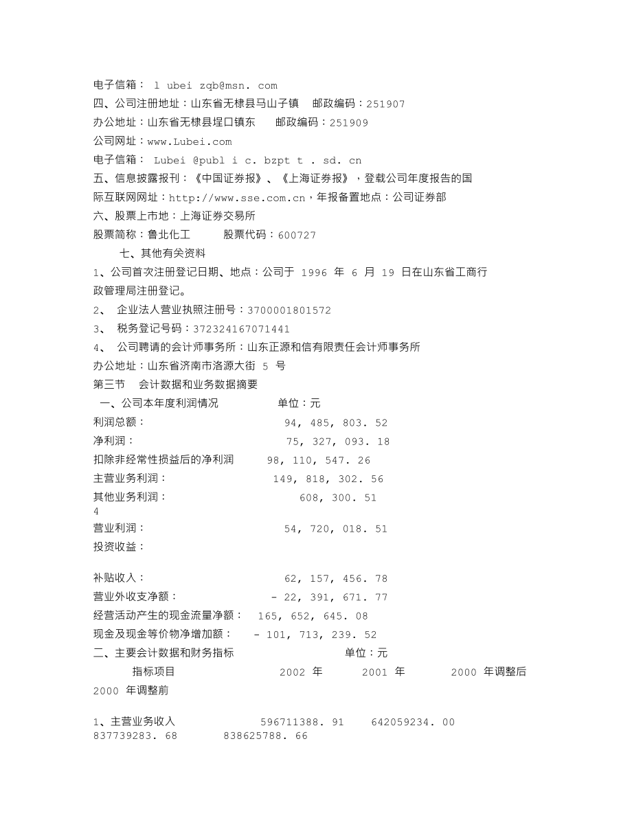 600727_2002_鲁北化工_鲁北化工2002年年度报告_2003-04-10.txt_第2页