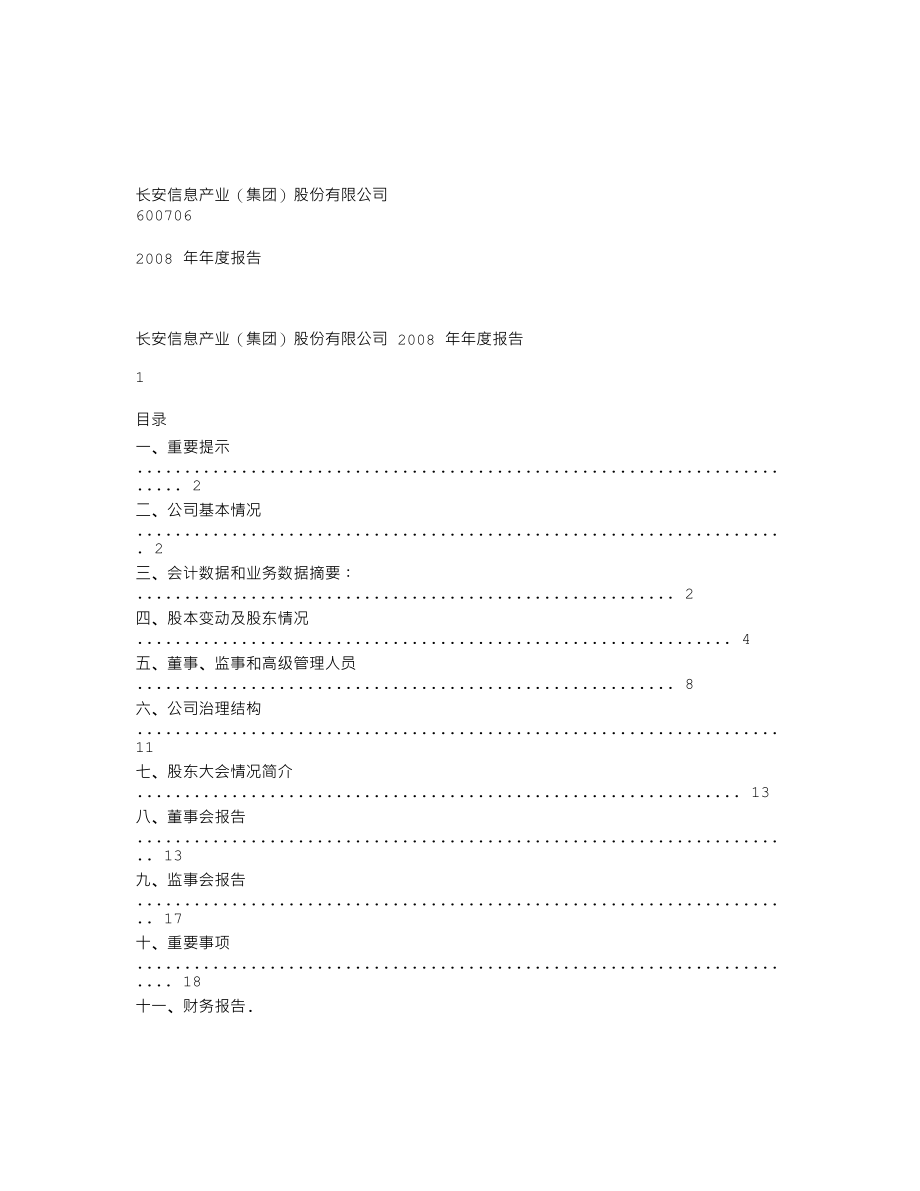 600706_2008_ST长信_2008年年度报告(修订版)_2009-04-23.txt_第1页