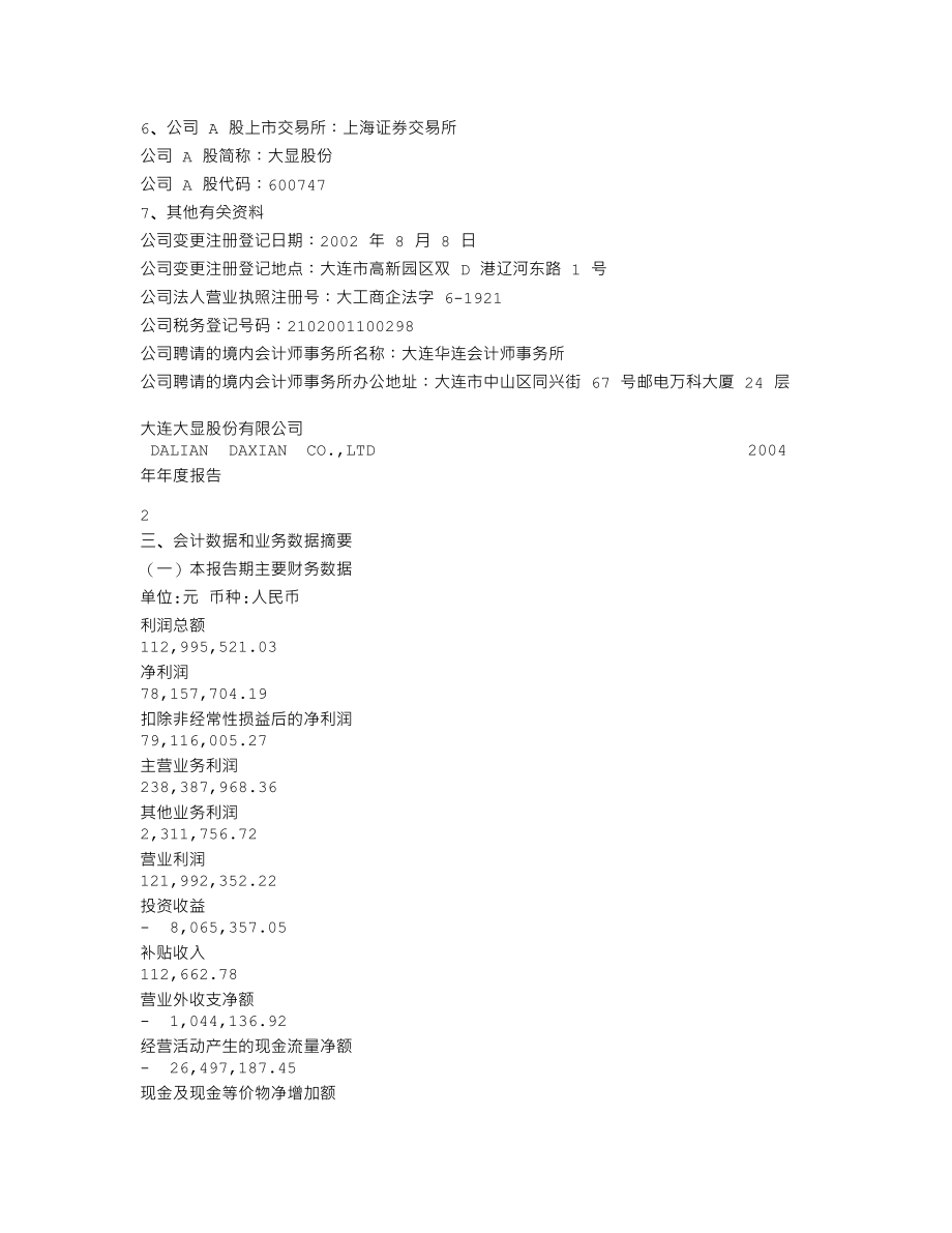 600747_2004_退市大控_大显股份2004年年度报告_2005-04-20.txt_第3页