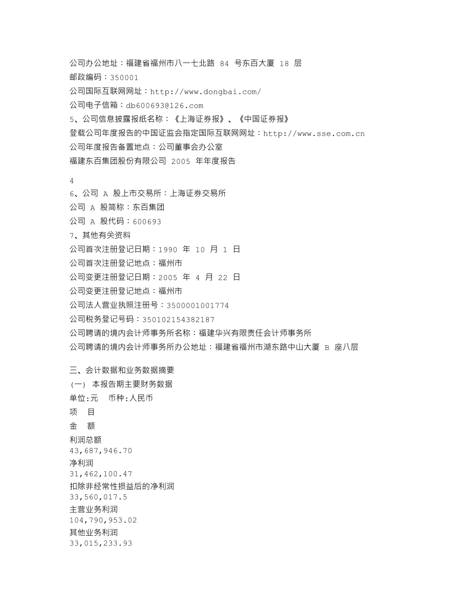 600693_2005_东百集团_东百集团2005年年度报告_2006-04-14.txt_第3页