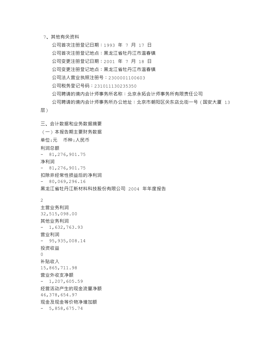 600173_2004_卧龙地产_牡丹江2004年年度报告_2005-04-17.txt_第3页