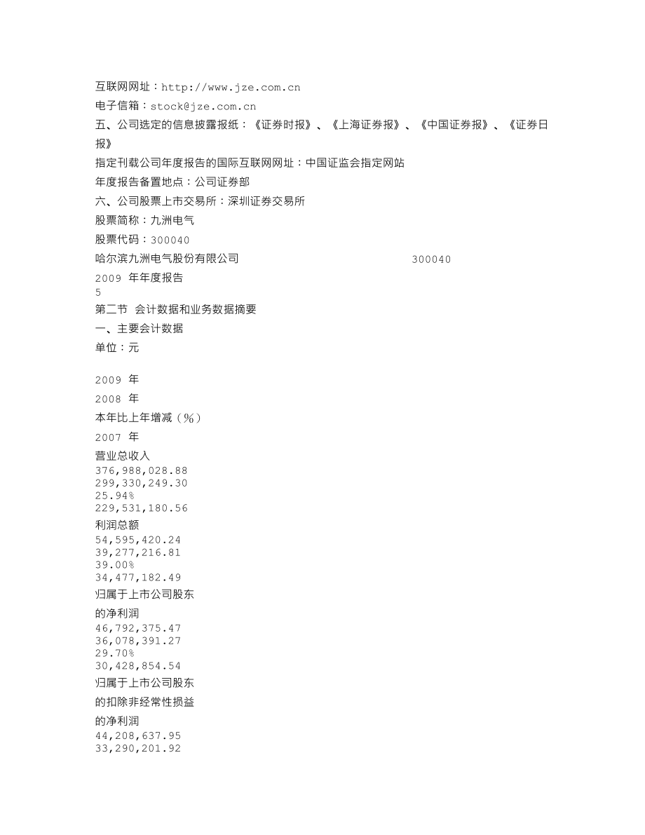 300040_2009_九洲电气_2009年年度报告_2010-03-26.txt_第3页