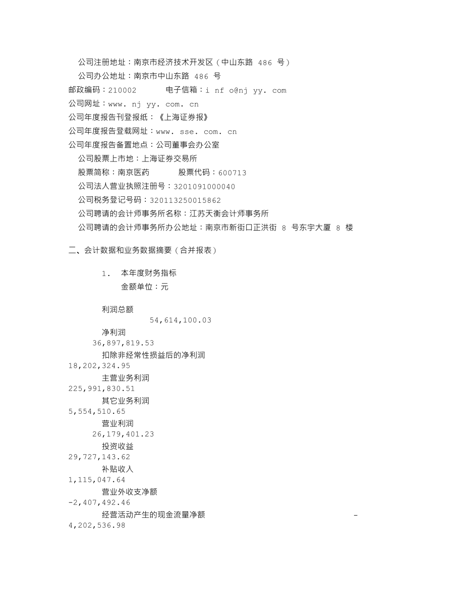 600713_2001_南京医药_南京医药2001年年度报告_2002-03-28.txt_第2页