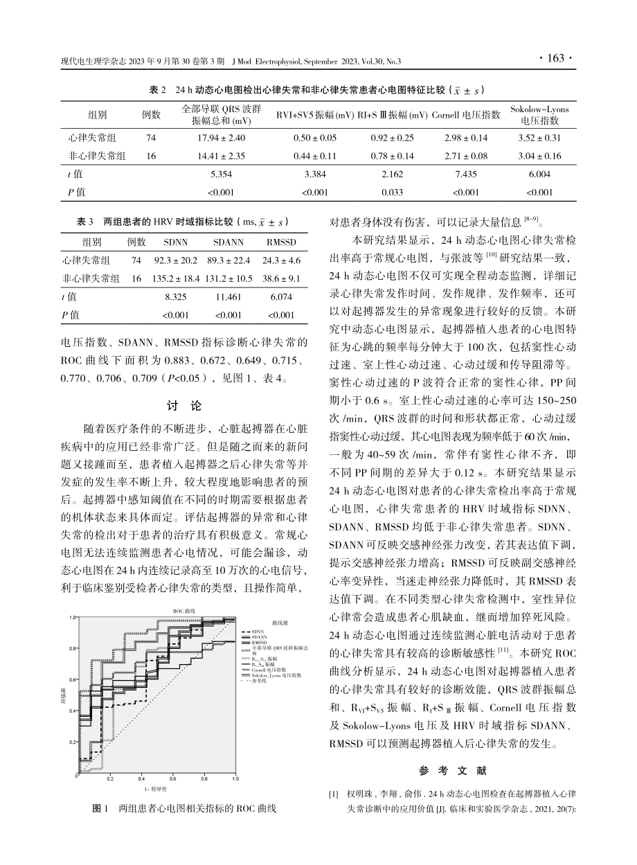 24 h动态心电图在起搏器植入后心律失常患者中的应用价值.pdf_第3页