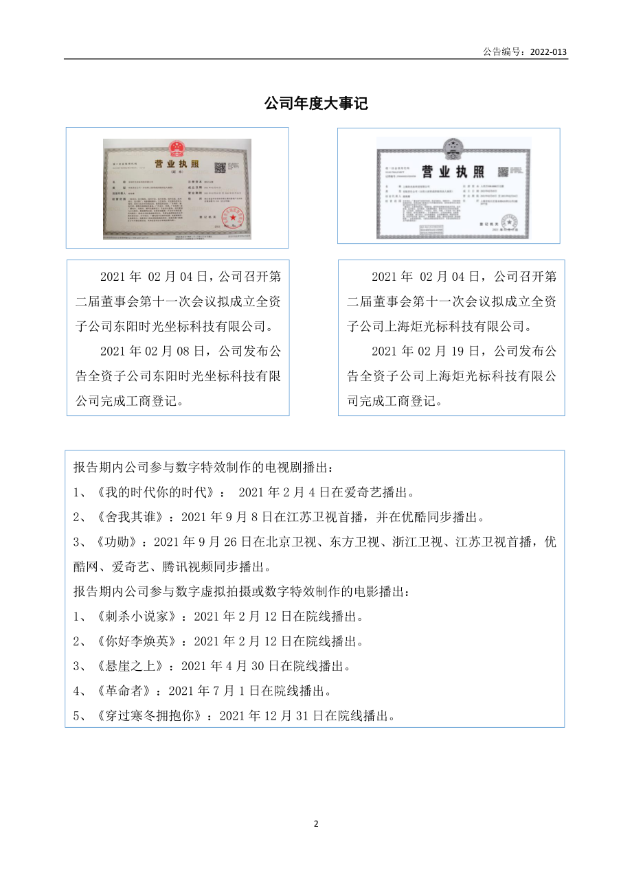 839244_2021_时光影视_2021年年度报告_2022-04-25.pdf_第2页