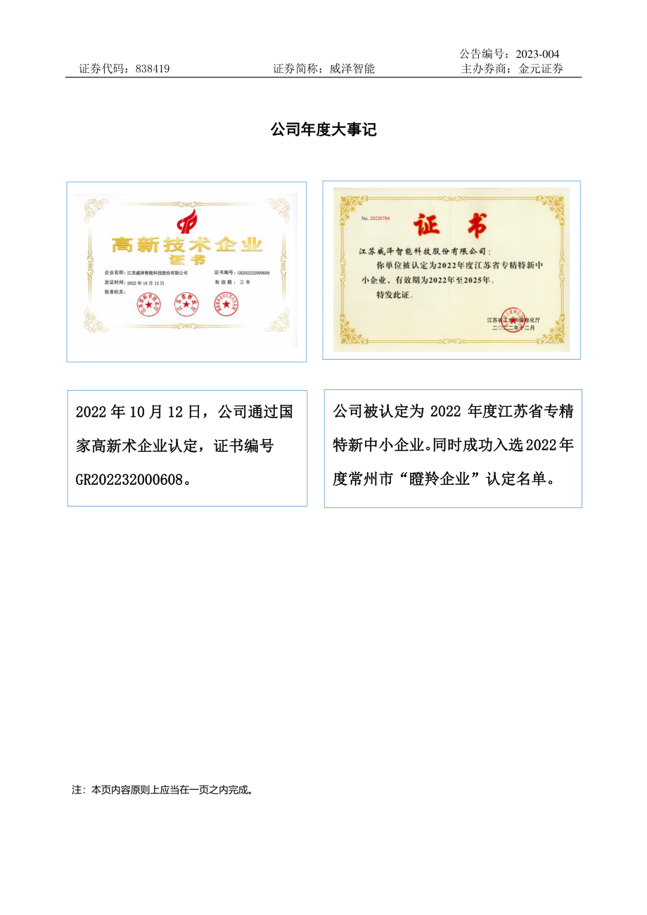 838419_2022_威泽智能_2022年年度报告_2023-04-27.pdf_第2页