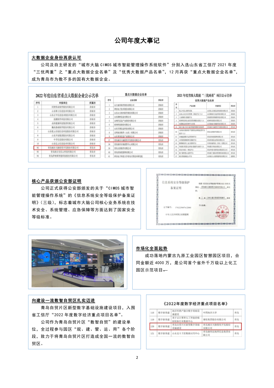 873528_2022_城市大脑_2022年年度报告_2023-04-27.pdf_第2页