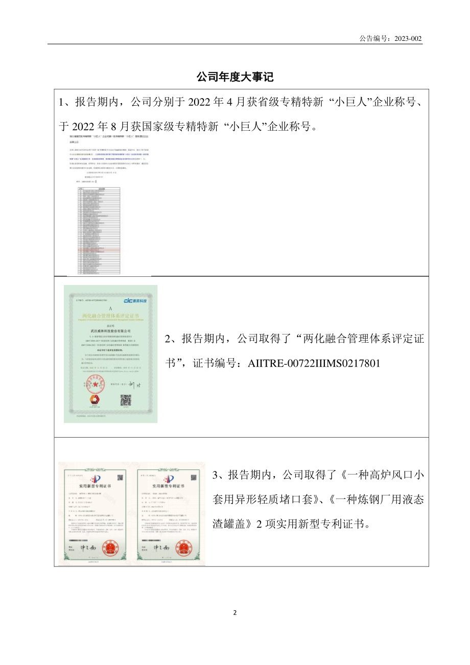 430241_2022_威林科技_2022年年度报告_2023-03-22.pdf_第2页