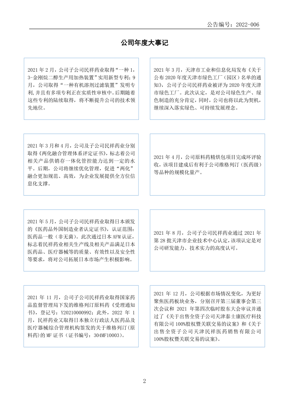 834738_2021_民祥医药_2021年年度报告_2022-04-24.pdf_第2页