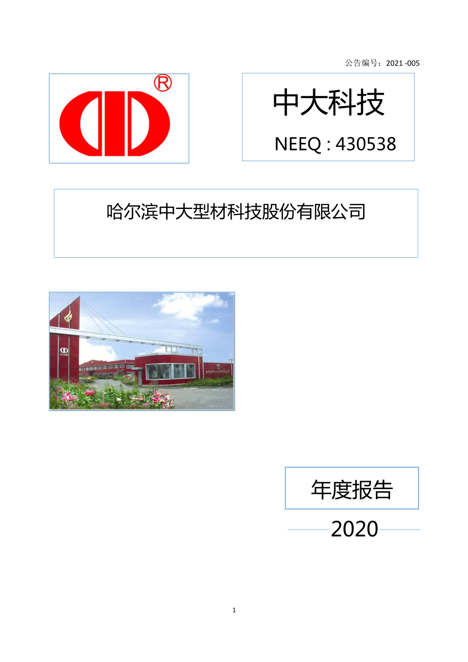 430538_2020_中大科技_2020年年度报告_2021-04-19.pdf_第1页