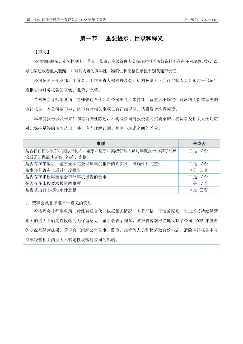 873412_2022_灿烂阳光_2022年年度报告_2023-04-10.pdf_第3页