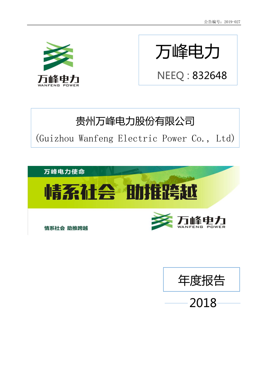 832648_2018_万峰电力_2018年年度报告_2019-04-22.pdf_第1页