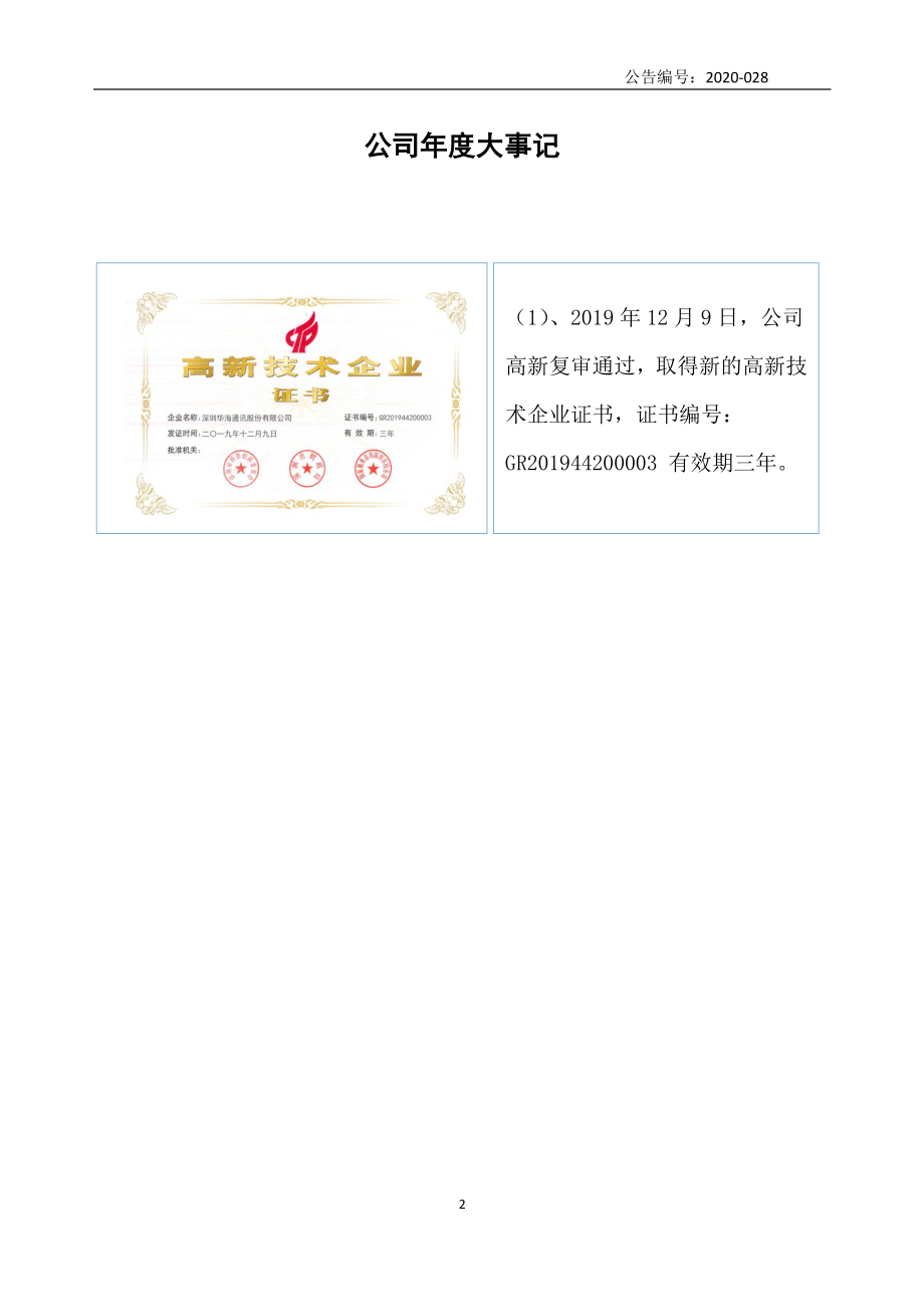 871993_2019_华海通讯_2019年年度报告_2020-05-21.pdf_第2页