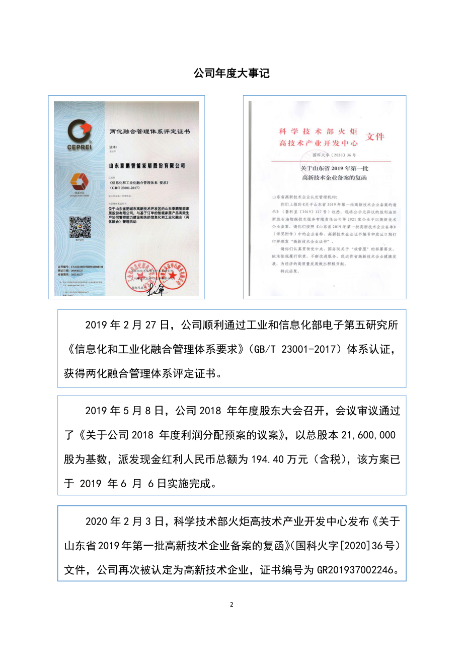 873132_2019_泰鹏智能_2019年年度报告_2020-04-16.pdf_第2页