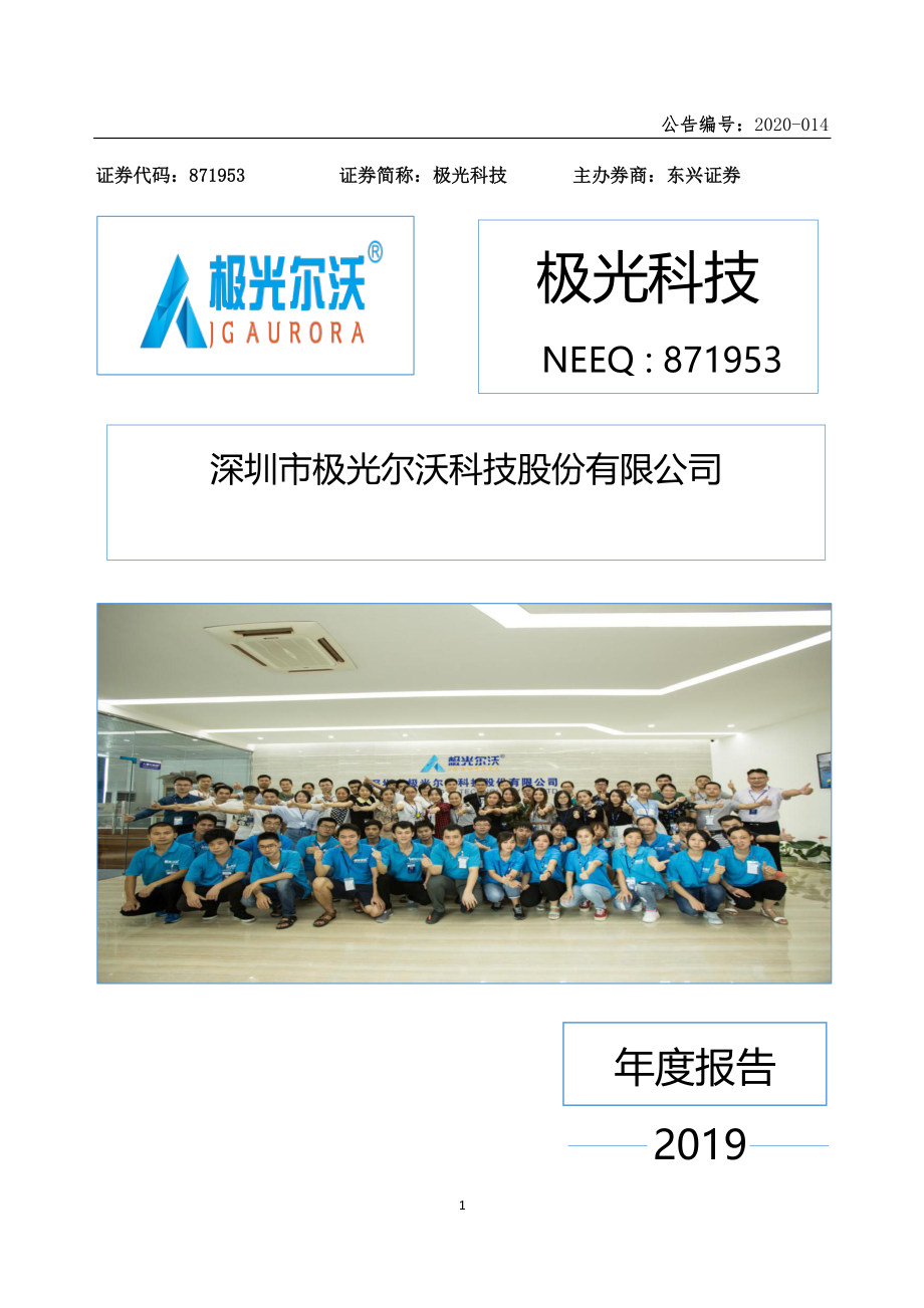 871953_2019_极光科技_2019年年度报告_2020-04-27.pdf_第1页