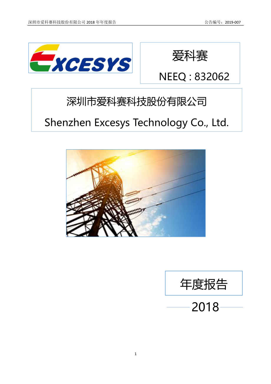 832062_2018_爱科赛_2018年年度报告_2019-04-15.pdf_第1页